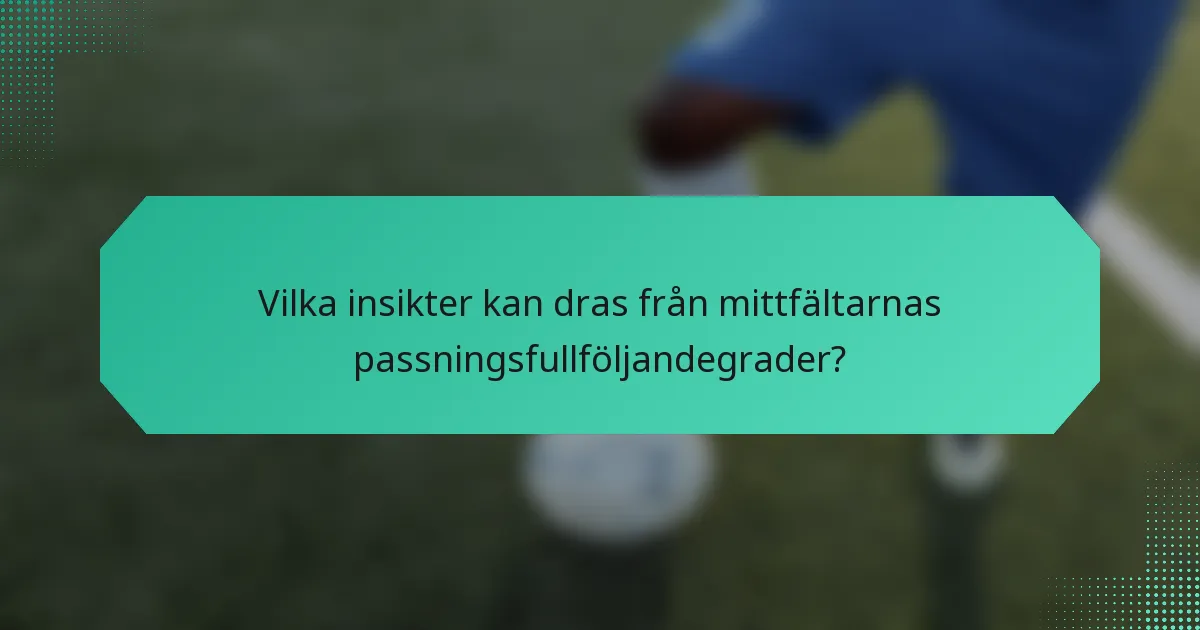 Vilka insikter kan dras från mittfältarnas passningsfullföljandegrader?