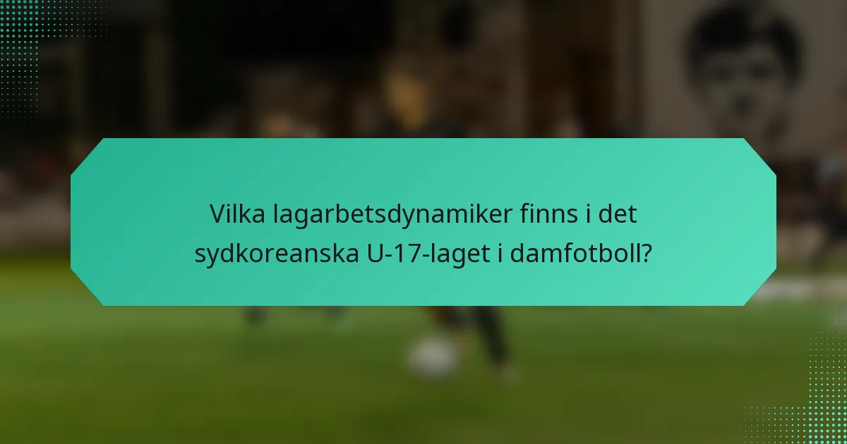 Vilka lagarbetsdynamiker finns i det sydkoreanska U-17-laget i damfotboll?