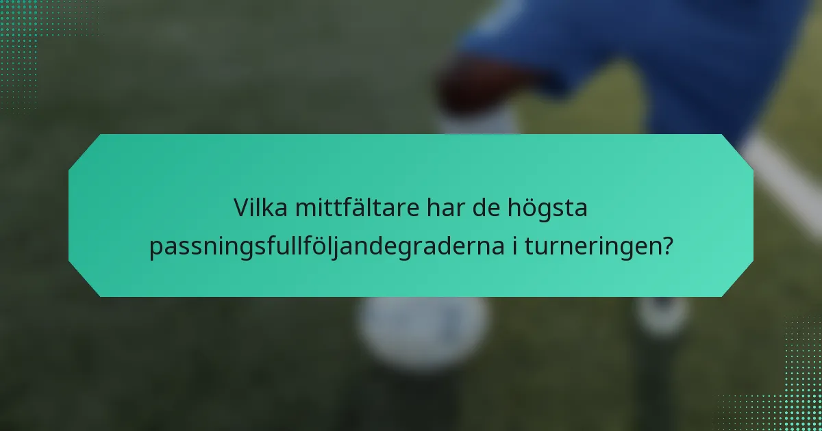 Vilka mittfältare har de högsta passningsfullföljandegraderna i turneringen?